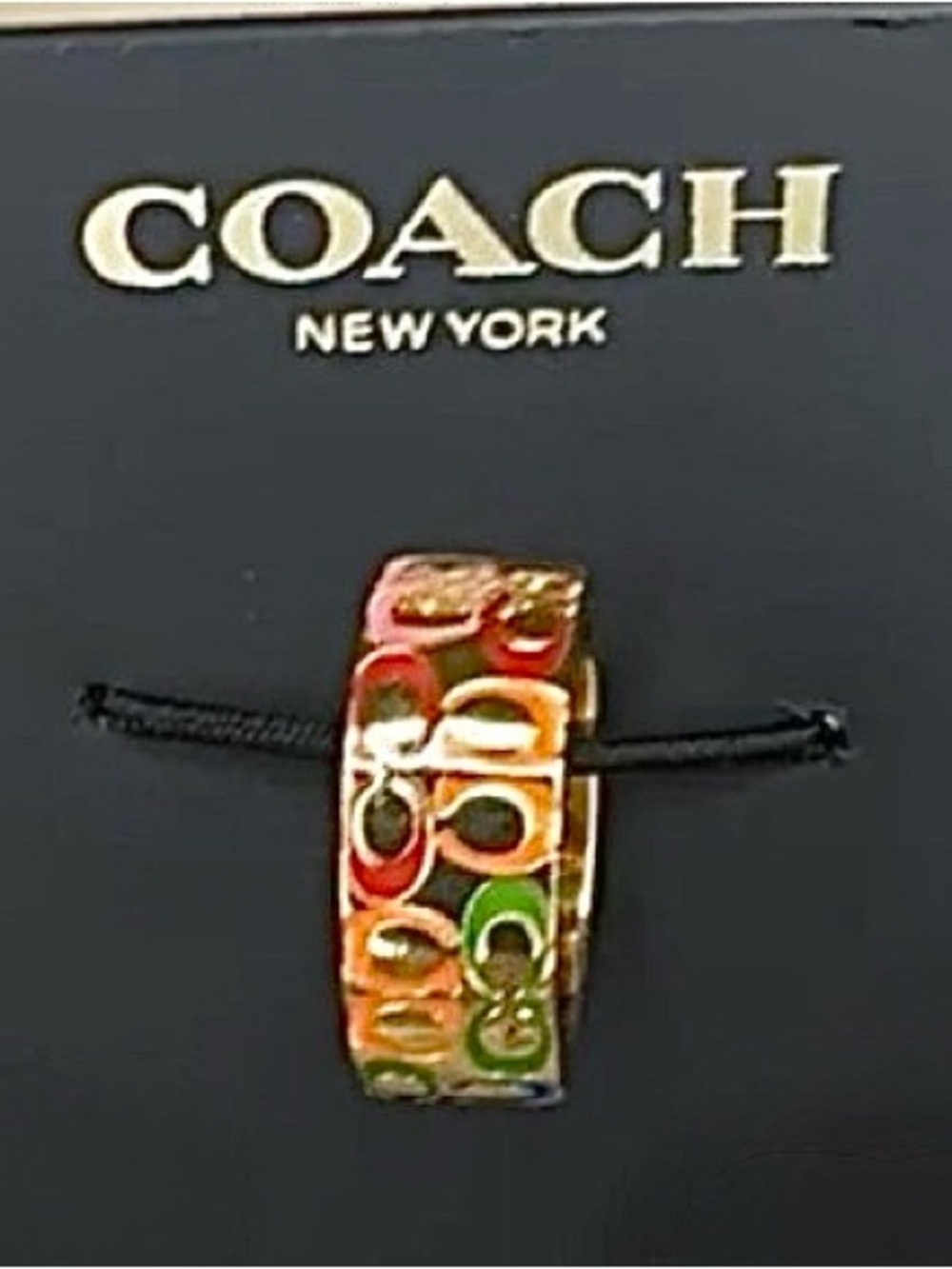 NWT Coach Rainbow Quilted Signature C Enamel Band Ring Gold Tone SZ 6